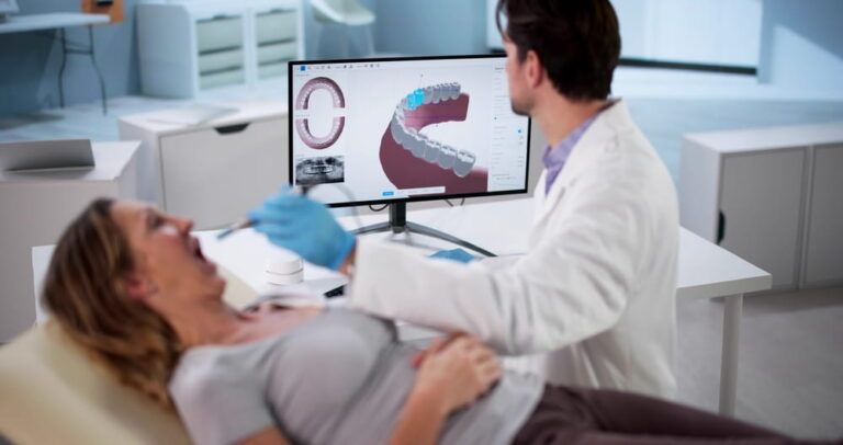Digital 3D Scanning Used By Doctor To Design Dental Implants.