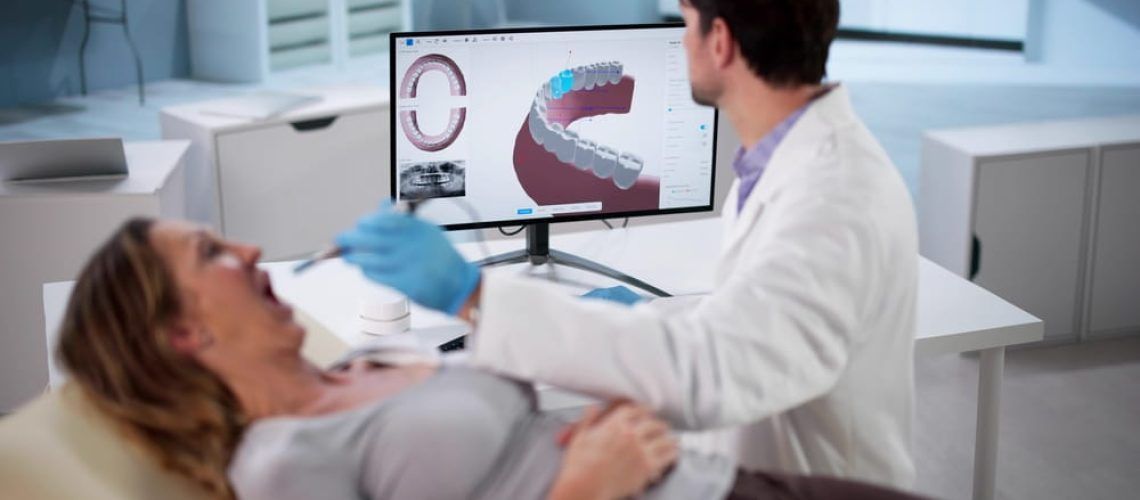Digital 3D Scanning Used By Doctor To Design Dental Implants.